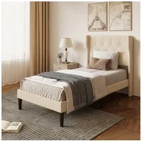 Bealife Bettgestell mit Kopfteil und Lattenrost, Doppelbett, Einzelbett,3 Modelle (90x200, 120x200, 140x200cm)