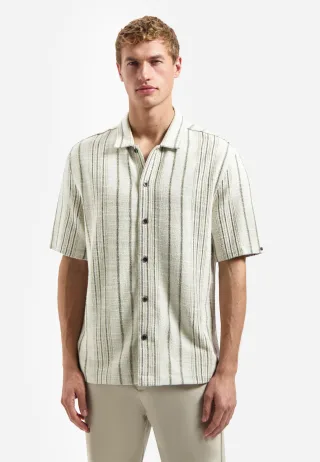 No Excess - Shirt Short Sleeve Jacquard Fancy Stripe desert - Gr. - S