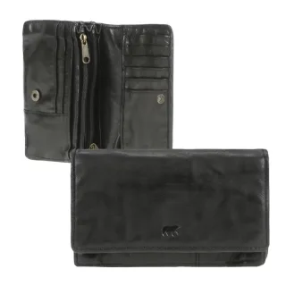 Geldbörse Damen Leder schwarz mit vielen Kartenfächern (14) und RFID Schutz | Bear Design Portemonnaie Emma CL782
