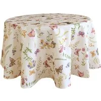 matches21 HOME & HOBBY Tischdecke Tischdecke EMELIE Schmetterlinge & Blumen Polyester rund Ø 170 cm (1-tlg), Pflegeleicht & waschbar bei 30 °C