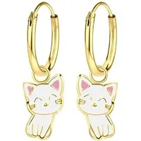 Order & Smile Schmuck Paar Ohrhänger Katzen Ohrringe gold: Kinder Creolen Silber 925