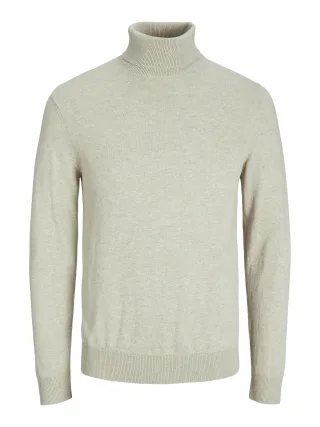 JACK&JONES - JJEEMIL KNIT ROLL NECK NOOS Oatmeal - Gr. - XXL
