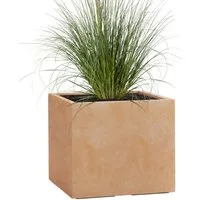 Pflanzwerk® Pflanzkübel CUBE Premium Fiberglas Blumenkübel Frostbeständig mit Lotus-Effekt, Lotus-Effekt - Handgefertigt - Eckig - Frostbeständig