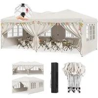 Woltu Faltpavillon, mit 6 Seitenteilen, 3x6 Pop Up Pavillon, höhenverstellbar mit Tragetasche