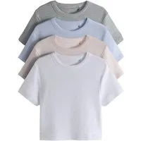 The Set T-Shirt The Set Gerippte, Cropped Fit T-Shirts, 4er-Pack (4-tlg)