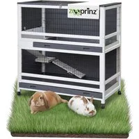Zooprinz Kleintierstall Kaninchenstall Hasenstall Oskar, Auf 4 Rollen, Winterfest, Wetterfest, Kotschublade