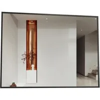Hopibath Wandspiegel groß 100x60 eckig Schwarz mit Alurahmen (Spiegel, für Bad, Flur, Wohnzimmer, Schlafzimmer), 5mm HD Glas, mit explosionsgeschützte membran