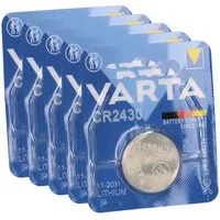 VARTA 5x VARTA CR2430 Lithium-Knopfzelle 3V 290mAh (5x 1er Blister) Knopfzelle