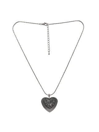 Steuer Modeschmuck Anhänger mit Kette 2 Herzen bewegliches Herz mit Rosenapplikation