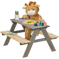 relaxdays Garten-Kindersitzgruppe Kindersitzgarnitur aus Holz, grau