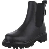 Ital-Design Echte Leder Chelsea-Boots mit Profilsohle für Damen Plateaustiefelette (90169355) Blockabsatz Stiefeletten in Schwarz