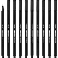 WESTCOTT Fineliner schwarz 10 Stück, Premium Fineliner mit 0,4mm Strichstärke, (Vorteilspack, 10-tlg), Präzise Strichführung, metalleingefasste Spitze, schnelltrocknend