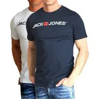 Jack & Jones T-Shirt Bequemes Logo-Shirt mit Printdruck (2er-Pack)