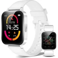 XINJI C1 Smartuhr Bluetooth Touchpanel Puls-/O²-Messung App, White Fitnessuhr (4,29 cm) Packung, Smartwatch mit Gesundheits‑ und Fitnessfunktionen, Herzfrequenz‑ & Blutsauerstoffmessung, Schlafmonitoring, App‑Anbindung