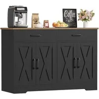HOMECHO Buffet 120cm Breit Küchenschrank mit Arbeitsplatten, 2 Schubladen, 4 Türen