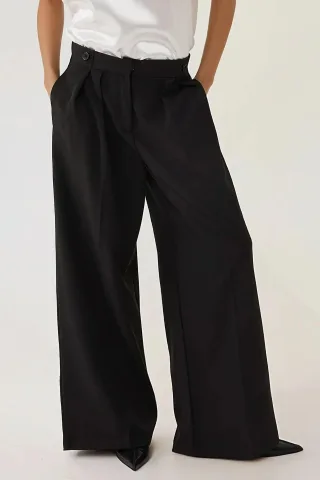 Hochtaillierte Plissierte Palazzo-Hose