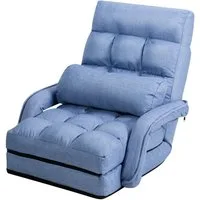 KOMFOTTEU Schlafsofa Klappsessel Bodenstuhl, mit Armlehnen und Kissen,aus Baumwolle