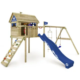 Wickey Smart Plaza Spielturm mit Rutsche & Stelzenhaus - Hochwertiges Spielhaus für Kinder zum Klettern & Abenteuer erleben im Garten - Wickey