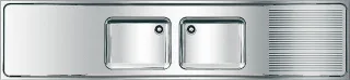 KWC Aquarotter Gewerbespüle, MAXIMA, Edelstahl, 2 Becken, 2600x432x600 mm, Tropfteil re, 2000057712 2000057712