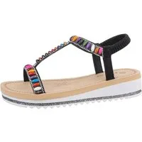 Ital-Design Damen Freizeit Riemchensandalette (85960214) Keilabsatz/Wedge Keilsandaletten in Schwarz