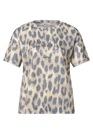 Street One - T-Shirt mit Animal-Print beige - Gr. - 40
