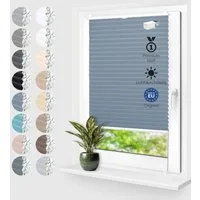 Rikmani Plissee Thermo Klemmfix ohne Bohren Blau 40x100 cm, blickdicht, Klemmfix, Thermo-Wärmeschutz, blickdicht, Stufenlos