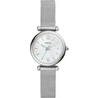 Fossil Quarzuhr Carlie ES4432, Armbanduhr, Damenuhr, Perlmutt-Zifferblatt, Edelstahlarmband