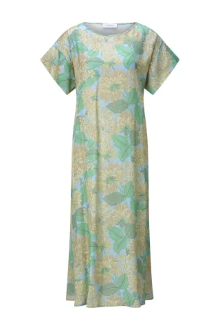 Rich & Royal - Printed midi dress with belt lagoon - Gr. - 40