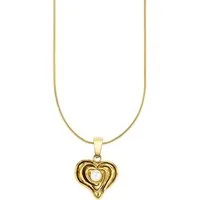 Firetti Kette mit Anhänger Edelstahlkette gelbgoldfarben mit Herzanhänger, mit Muschelkernperle (synth)