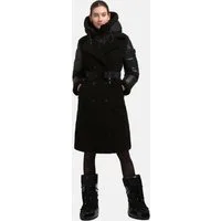 khujo Wintermantel Kalmia Langer Hybridmantel aus kuscheligem Plüsch mit Taillengürtel
