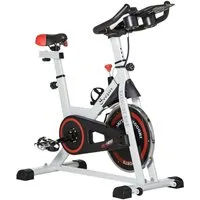 HOMCOM Heimtrainer Fahrradtrainer mit Display (Fahrradtrainer, 1-tlg., Liege-Heimtrainer), für Büro, Weiß+Schwarz