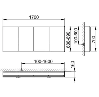 Keuco Royal Modular 2.0 Spiegelschrank, beleuchtet, Einbau,ohne Steckdose, 1700x700x160mm, 800410170 800410170100000