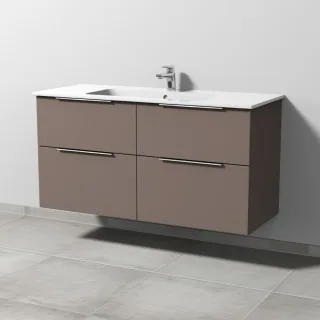 Sanipa 3way Waschtischunterbau zu Duravit ME by Starck Waschtisch mit 4 Auszügen, Taupe-Matt UP7271T