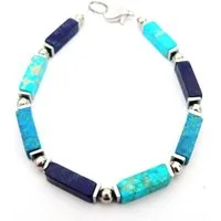 traumschmuck Perlenarmband 226nn Armband Imperial Jaspis blau petrol türkis hämatit (Geschenk, Muttertag, Weihnachten, Geburtstag, Valentinstag, inkl Schmuckbox), Made in Germany