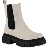 VAN HILL 839534 Plateaustiefelette Damen Plateau Stiefeletten Elizabeth Trendy Boots mit Profilsohle