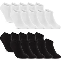 sockenkauf24 Sneakersocken 10, 20, 30 Paar Sneaker Socken Damen & Herren Schwarz Weiß Grau (Schwarz/Weiß, 20-Paar, 47-50) Baumwolle - 16900