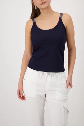 monari - Top mit Pailletten-Trägern marine - Gr. - 38