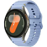 Wigento Smartwatch-Armband Für Samsung Galaxy Watch 7 44 / 40mm Silikon Wellen Design Band H Blau