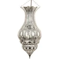 Marrakesch Orient & Mediterran Interior Pendelleuchte Orientalische Pendelleuchte Djamir Handarbeit aus Metall, Silber 47 cm, Handarbeit