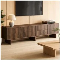 Odikalo TV-Schrank Lowboard mit 4 Schubladen und 2 Schranktüren, Wellenförmigen Design (Wohnzimmerschrank, Fernsehschrank, geeignet für Fernseher bis zu 75 Zoll)