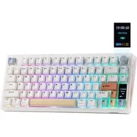 EPOMAKER Kabellose Mechanische Tastatur, Display & Drehknopf, 10000mAh Gaming-Tastatur (2,4 GHz/BT, Hot-Swap, PBT, Mac-Modifikatoren, RGB)
