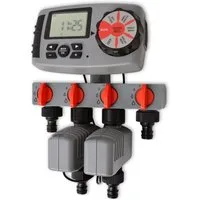 vidaXL Bewässerungssystem, Automatischer Bewässerungs-Timer mit 4 Stationen 3 V