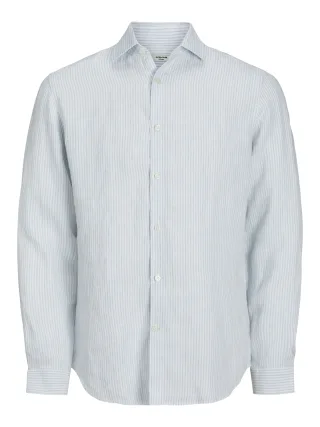 JACK&JONES - JPRBLAPARKER LINEN STRIPE SHIRT L/S LN skyway - Gr. - L