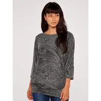 Apricot Fledermausshirt 3/4 Arm Top (1-tlg) im Metallic-Look