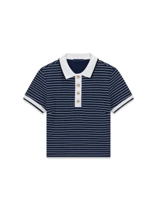 Guess - SS POLO NK ALPHONSINE STRIPED BLACKENED AND PUR - Gr. - S