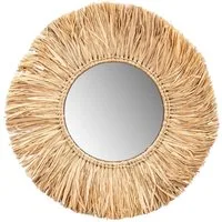Levandeo® Dekoobjekt, Wandspiegel Seegras Ø 50cm Spiegel Rund Flurspiegel Wanddeko Boho