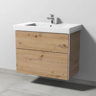 Sanipa 3way Waschtischunterbau zu Villeroy & Boch Subway 2.0 Waschtisch mit 2 Auszügen, Eiche Natura BR61485