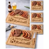 Trollingshop Schneidebrett Fleisch-Servierbrett inkl. Keramikmesser, tolles Motiv, Holz, (tolles Schneidbrett mit Motiven), inklusive Keramikmesser