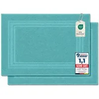Komfortec Badematte Badvorleger aus 100% Baumwolle, Waschbar Duschmatte, Frottee, Rechteckig, 600 g/m², 2er Set, Saugfähig & Schnelltrocknend