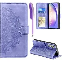 LuxusKollektion Flip Case Lederhülle Samsung Galaxy A54 5G Flip Wallet Cover Lila